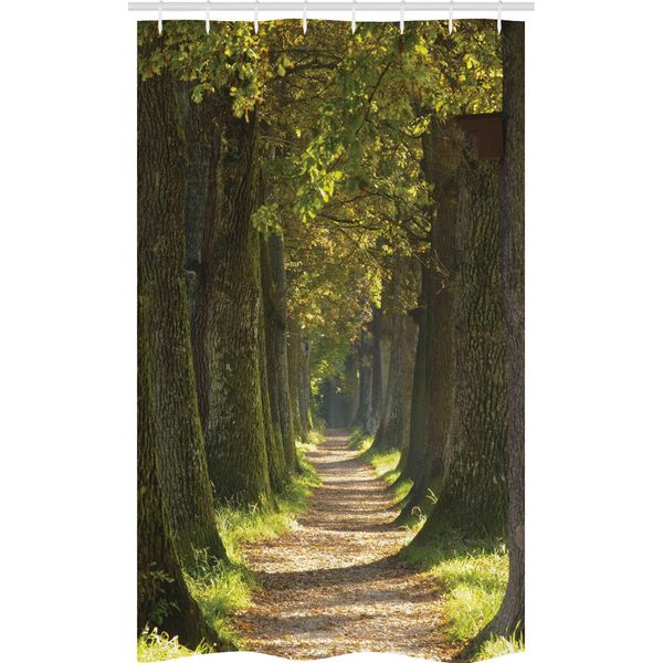 Abakuhaus Tenda Da Doccia Stretta, Alley Con Querce, Set Decorativo Per Bagno In Tessuto Con Ganci, 120 X 180 Cm, Verde Scuro Marrone Chiaro-image