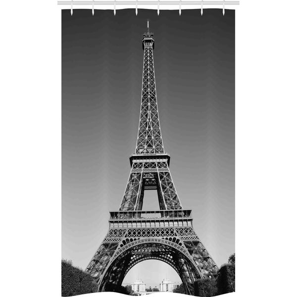Abakuhaus Torre Eiffel Tenda Da Doccia Stretta, Paris Landmark, Set Decorativo Per Bagno In Tessuto Con Ganci, 120 X 180 Cm, Grigio-image