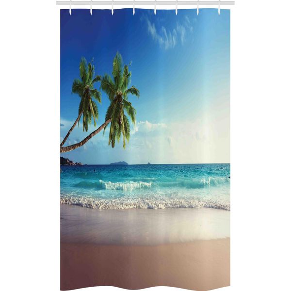 Abakuhaus Tenda Da Doccia Stretta, Scenic Island View Alberi, Set Decorativo Per Bagno In Tessuto Con Ganci, 120 X 180 Cm, Marrone Chiaro Verde Blu-image