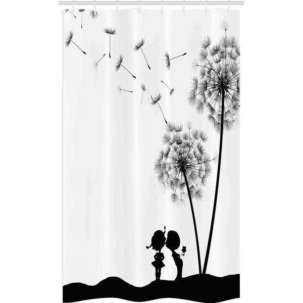Abakuhaus Nero E Bianco Tenda Da Doccia Stretta, Ragazzo E Ragazza, Set Decorativo Per Bagno In Tessuto Con Ganci, 120 X 180 Cm, Grigio Antracite Bianco-image