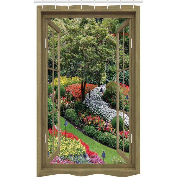 Abakuhaus New York Tenda Da Doccia Stretta, Fiori Colorati Naturali, Set Decorativo Per Bagno In Tessuto Con Ganci, 120 X 180 Cm, Multicolore-image