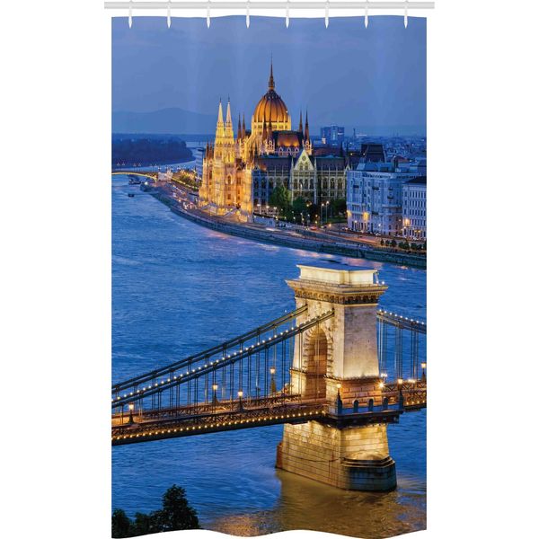 Abakuhaus Europa Tenda Da Doccia Stretta, Ponte Sul Fiume Di Budapest, Set Decorativo Per Bagno In Tessuto Con Ganci, 120 X 180 Cm, Multicolore-image