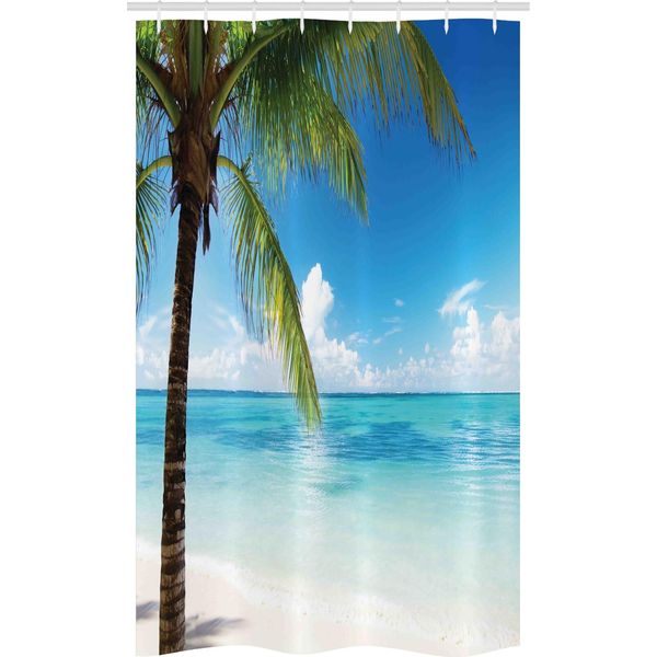 Abakuhaus Tenda Da Doccia Stretta Ocean, Costa Esotica, Set Decorativo Per Bagno In Tessuto Con Ganci, 120 X 180 Cm, Verde Bianco Blu-image