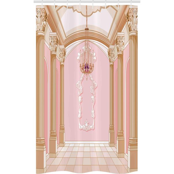 Abakuhaus Tenda Da Doccia Rosa Stretta, Lampadario Da Soffitto Castle, Set Decorativo Per Bagno In Tessuto Con Ganci, 120 X 180 Cm, Rosa Pesca Cipria-image