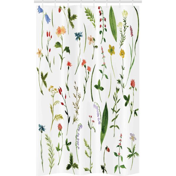 Abakuhaus Tenda Da Doccia Colorata E Stretta, Fiori E Erbacce, Set Decorativo Per Bagno In Tessuto Con Ganci, 120 X 180 Cm, Multicolore-image