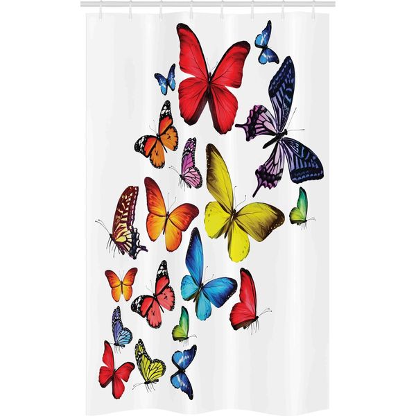 Abakuhaus Tenda Da Doccia Stretta Con Motivo A Farfalle, Joy Wildblumen Wandern, Set Decorativo Per Bagno In Tessuto Con Ganci, 120 X 180 Cm, Multicolore-image
