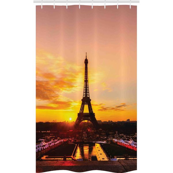 Abakuhaus Torre Eiffel Tenda Da Doccia Stretta, Sun View Old Paris, Set Decorativo Per Bagno In Tessuto Con Ganci, 120 X 180 Cm, Calendula Marrone Cipria Rosa-image