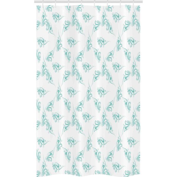Abakuhaus Tenda Da Doccia Stretta Turchese, Rami Vorticosi, Set Decorativo Per Bagno In Tessuto Con Ganci, 120 X 180 Cm, Turchese-image