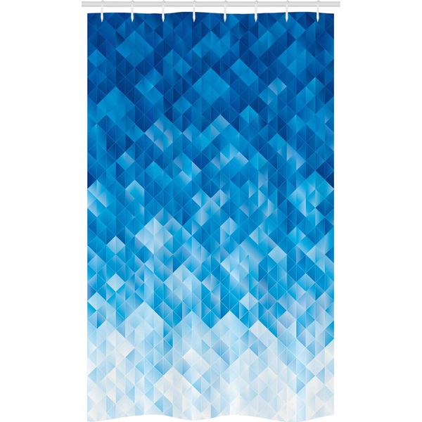 Abakuhaus Tenda Da Doccia Blu Stretta, Motivo A Mosaico Triangolare, Set Decorativo Per Bagno In Tessuto Con Ganci, 120 X 180 Cm, Azzurro-image