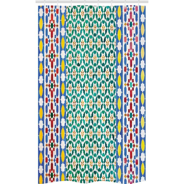 Abakuhaus Tenda Da Doccia Marocchina Stretta, Parete Mosaico Colorata, Set Decorativo Per Bagno In Tessuto Con Ganci, 120 X 180 Cm, Multicolore-image