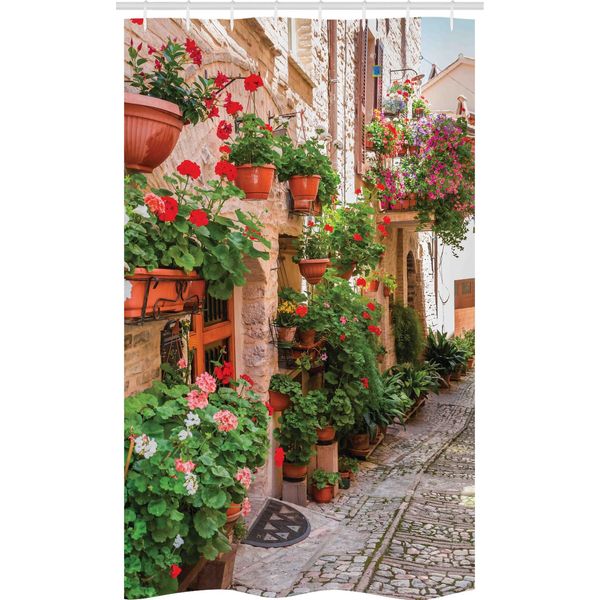 Abakuhaus Tenda Da Doccia Colorata E Stretta, Piccola Città Medievale, Set Decorativo Per Bagno In Tessuto Con Ganci, 120 X 180 Cm, Multicolore-image