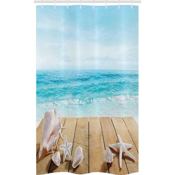 Abakuhaus Tenda Da Doccia Stretta, Sunshine Maldives Deck, Set Decorativo Per Bagno In Tessuto Con Ganci, 120 X 180 Cm, Beige Marrone Chiaro-image