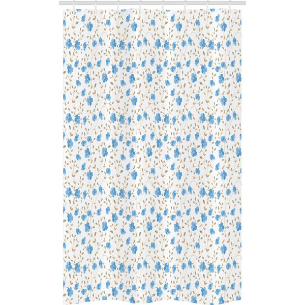 Abakuhaus Tenda Da Doccia Stretta Naturale, Motivo Floreale, Set Decorativo Per Bagno In Tessuto Con Ganci, 120 X 180 Cm, Blu Verde Reseda-image