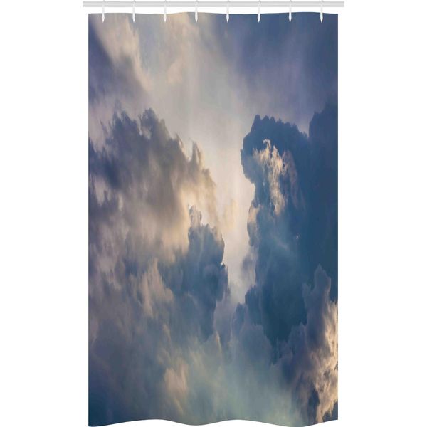 Abakuhaus Tenda Da Doccia Stretta Naturale, Pioggia Tempesta Nuvole Cielo, Set Decorativo Per Bagno In Tessuto Con Ganci, 120 X 180 Cm, Blu Bianco-image