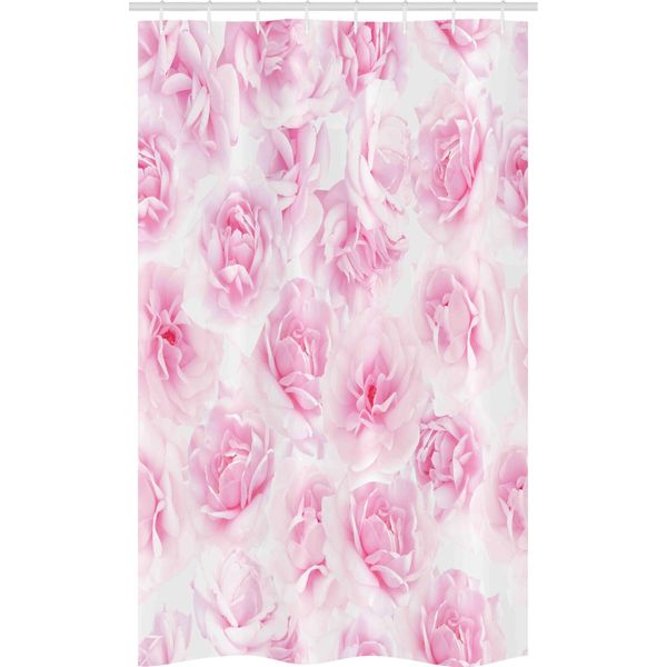 Abakuhaus Tenda Da Doccia Stretta Rosa, Giardino Fiorito Vittoriano, Set Decorativo Per Bagno In Tessuto Con Ganci, 120 X 180 Cm, Rosa Tenue-image