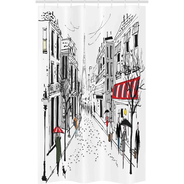Abakuhaus Tenda Da Doccia Colorata E Stretta, Torre Eiffel Di Parigi, Set Decorativo Per Bagno In Tessuto Con Ganci, 120 X 180 Cm, Multicolore-image