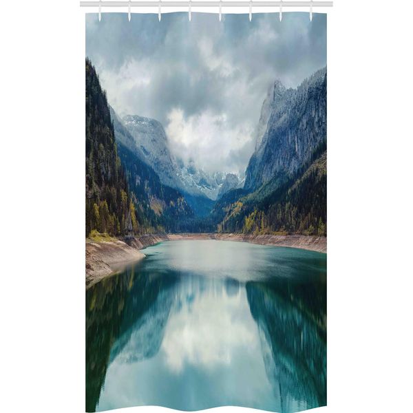 Abakuhaus Berg Tenda Da Doccia Stretta, Alpine Lake Sky Wald, Set Decorativo Per Bagno In Tessuto Con Ganci, 120 X 180 Cm, Verde Blu Grigio-image