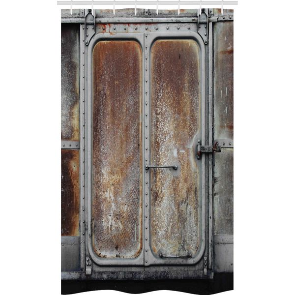 Abakuhaus Tenda Da Doccia Stretta Grunge, Serie Power-Lokomotive, Set Decorativo Per Bagno In Tessuto Con Ganci, 120 X 180 Cm, Grigio Marrone-image