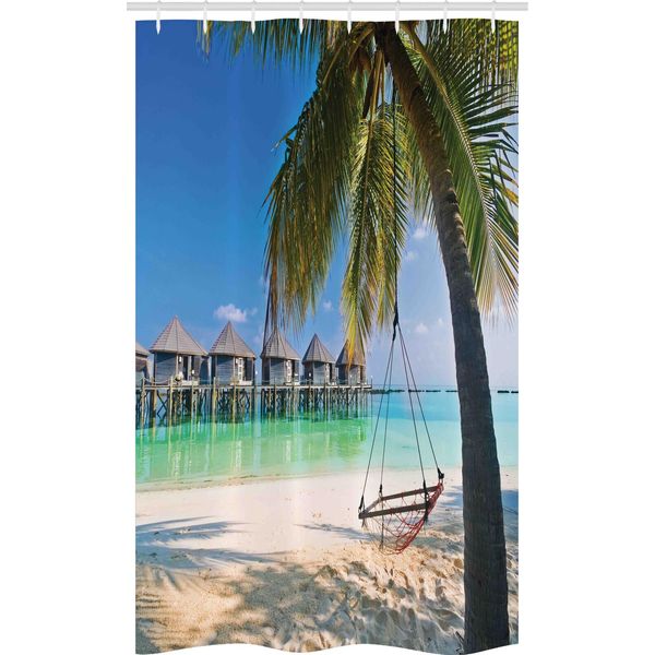 Abakuhaus Tenda Da Doccia Stretta, Caribbean Tropical Coast, Set Decorativo Per Bagno In Tessuto Con Ganci, 120 X 180 Cm, Multicolore-image