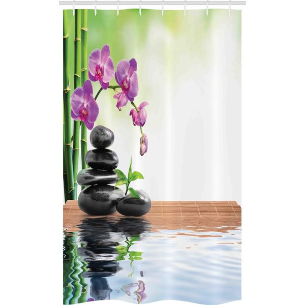 Abakuhaus Tenda Da Doccia Asiatica Stretta, Spa Spring Water Salute, Set Decorativo Per Bagno In Tessuto Con Ganci, 120 X 180 Cm, Multicolore-image