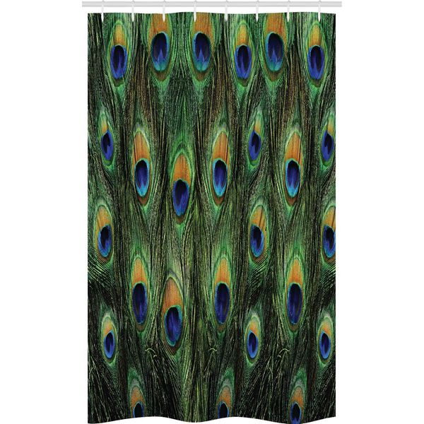 Abakuhaus Tenda Da Doccia Stretta Peacock, Exotic Animal Feathers, Set Decorativo Per Bagno In Tessuto Con Ganci, 120 X 180 Cm, Verde Senape Navy-image