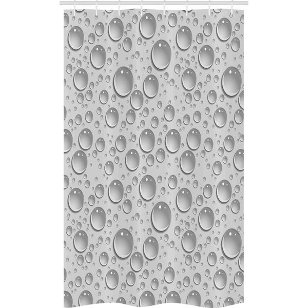 Abakuhaus Tenda Da Doccia Grigia Stretta, Gocce D'acqua Monocromatiche, Set Decorativo Per Bagno In Tessuto Con Ganci, 120 X 180 Cm, Grigio-image