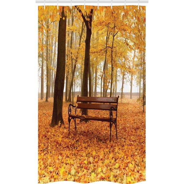 Abakuhaus Tenda Da Doccia Stretta, Misty Autumn Park Rustic, Set Decorativo Per Bagno In Tessuto Con Ganci, 120 X 180 Cm, Arancione Marrone-image