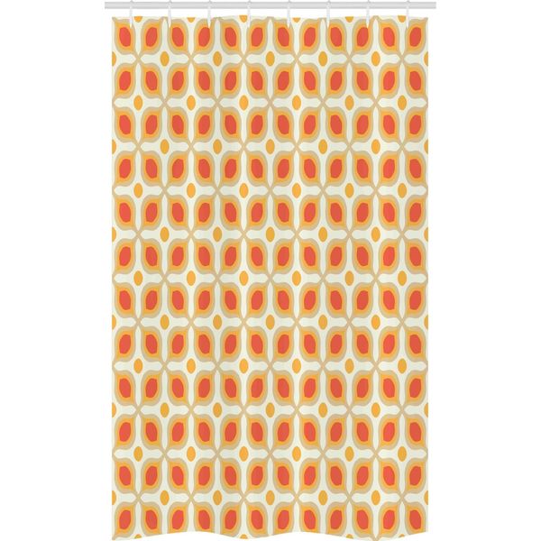 Abakuhaus Tenda Da Doccia Stretta, 70S Boho Geometric, Set Decorativo Per Bagno In Tessuto Con Ganci, 120 X 180 Cm, Arancione Crema-image