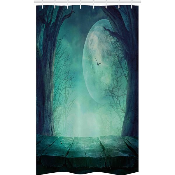 Abakuhaus Tenda Da Doccia Stretta Color Verde Acqua, Spooky Wald Halloween, Set Decorativo Per Bagno In Tessuto Con Ganci, 120 X 180 Cm, Verde Acqua-image