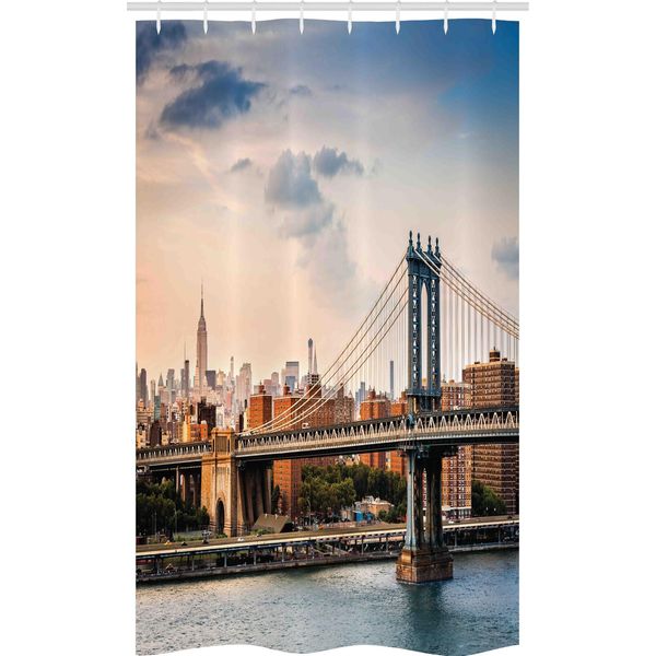 Abakuhaus Stati Uniti D'america Tenda Da Doccia Stretta, Ponte Di Manhattan A New York City, Set Decorativo Per Bagno In Tessuto Con Ganci, 120 X 180 Cm, Multicolore-image