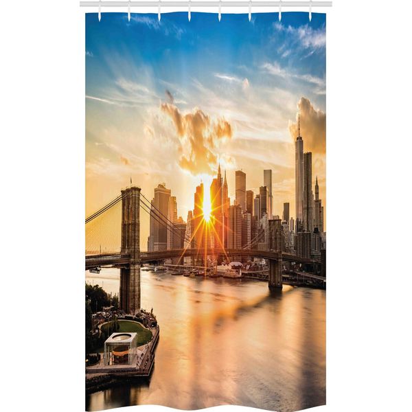 Abakuhaus New York Tenda Da Doccia Stretta, Panorama Urbano Di Brooklyn, Set Decorativo Per Bagno In Tessuto Con Ganci, 120 X 180 Cm, Multicolore-image