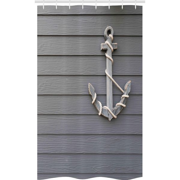 Abakuhaus Anker Tenda Da Doccia Stretta, Antique Wall Navy Natur, Set Decorativo Per Bagno In Tessuto Con Ganci, 120 X 180 Cm, Grigio-image