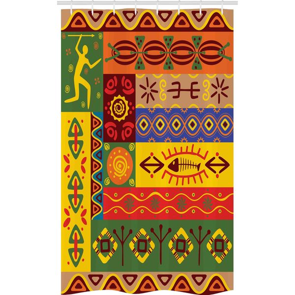 Abakuhaus Africano Tenda Da Doccia Stretta, West-Folk, Set Decorativo Per Bagno In Tessuto Con Ganci, 120 X 180 Cm, Multicolore-image