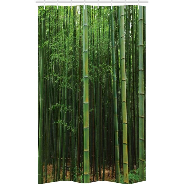 Abakuhaus Tenda Da Doccia Stretta Verde, Foresta Di Bambù Esotica, Set Decorativo Per Bagno In Tessuto Con Ganci, 120 X 180 Cm, Verde-image