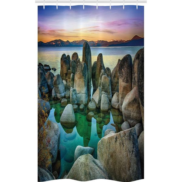 Abakuhaus Tenda Da Doccia Nautica Stretta, Costa Californiana, Set Decorativo Per Bagno In Tessuto Con Ganci, 120 X 180 Cm, Grigio Verde-image