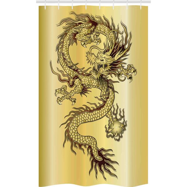 Abakuhaus Drachen Tenda Da Doccia Stretta, Mito Della Cina Orientale, Set Decorativo Per Bagno In Tessuto Con Ganci, 120 X 180 Cm, Nero Senape-image