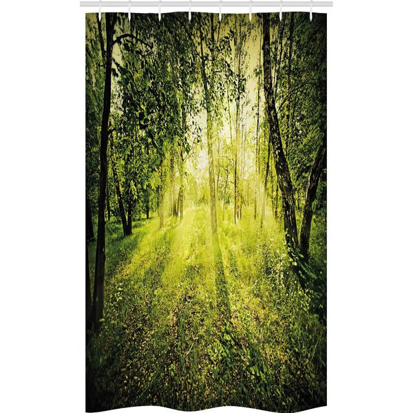 Abakuhaus Wald Tenda Da Doccia Stretta, Scenic Morgen In Der Natur, Set Decorativo Per Bagno In Tessuto Con Ganci, 120 X 180 Cm, Verde-image