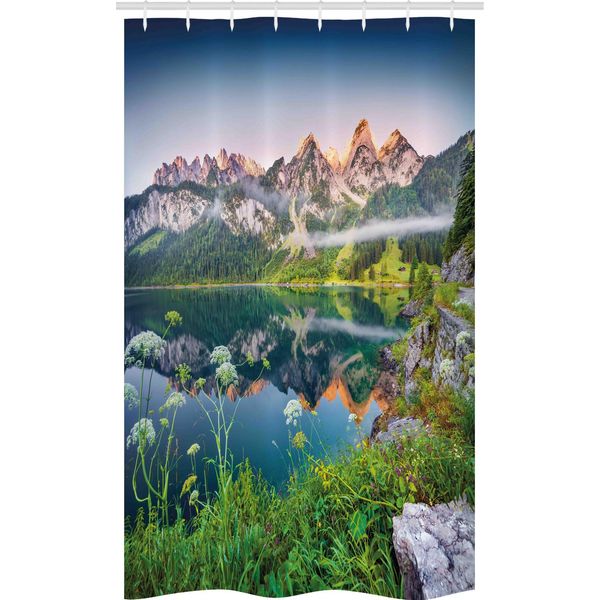 Abakuhaus Tenda Da Doccia Stretta Natur, Alpi Austriache, Set Decorativo Per Bagno In Tessuto Con Ganci, 120 X 180 Cm, Verde Blu-image