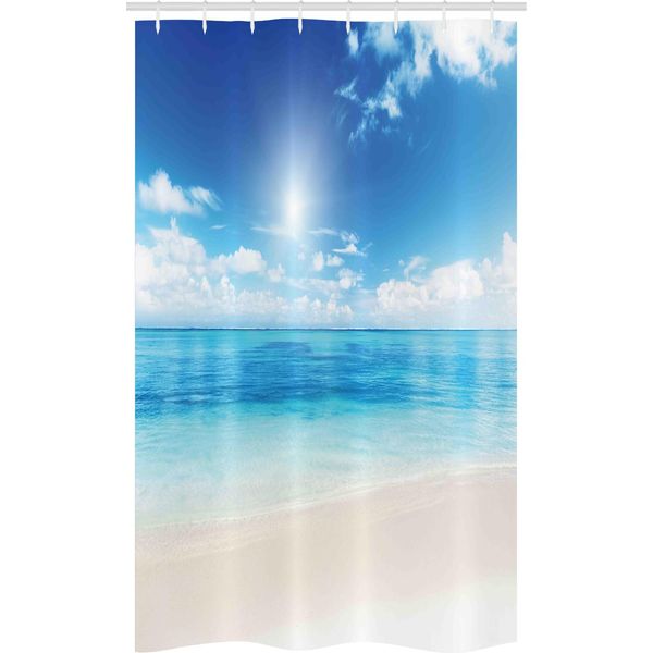 Abakuhaus Tenda Da Doccia Stretta, Caraibi Estate Mare, Set Decorativo Per Bagno In Tessuto Con Ganci, 120 X 180 Cm, Crema Turchese Bianco-image