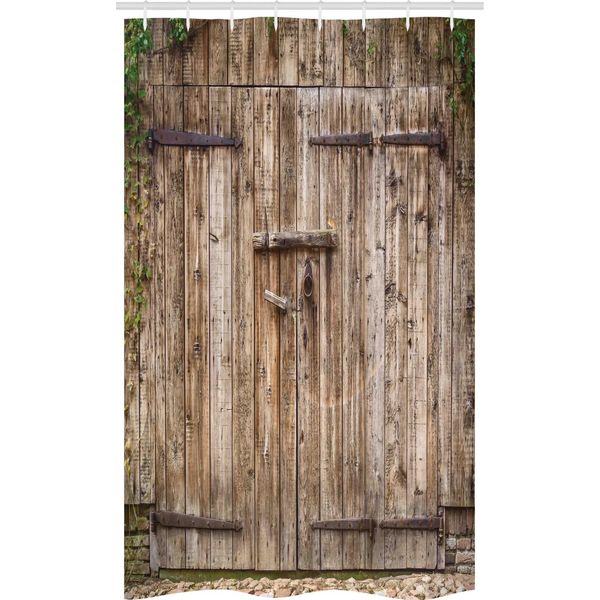 Abakuhaus Tenda Da Doccia Stretta, Porta In Acciaio Old Oak, Set Decorativo Per Bagno In Tessuto Con Ganci, 120 X 180 Cm, Beige-image