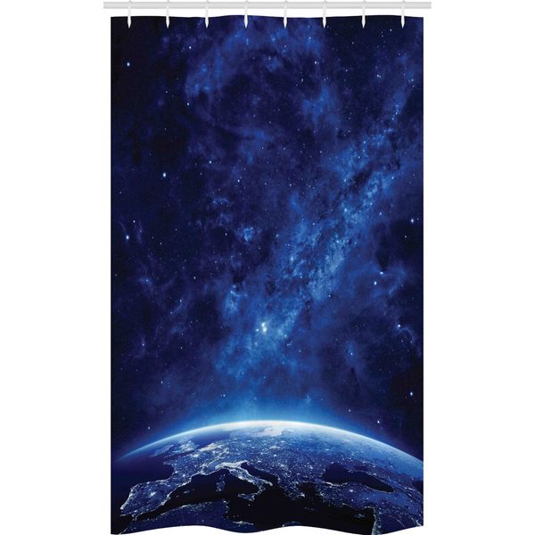 Abakuhaus Tenda Da Doccia Stretta, Stelle Luminose Della Via Lattea, Set Decorativo Per Bagno In Tessuto Con Ganci, 120 X 180 Cm, Blu Scuro-image