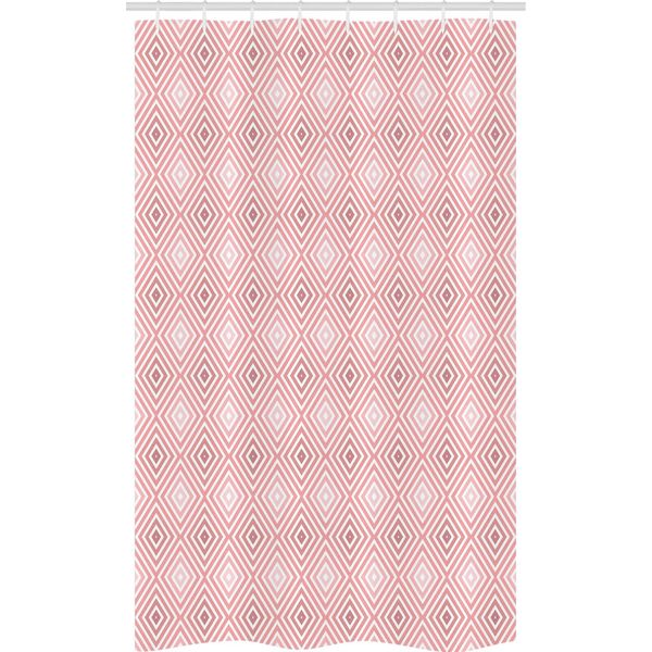Abakuhaus Tenda Da Doccia Geometrica Stretta, Linea Rhombus Stripes, Set Decorativo Per Bagno In Tessuto Con Ganci, 120 X 180 Cm, Rosa Chiaro-image