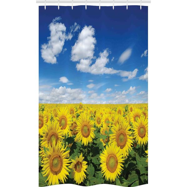 Abakuhaus Girasole Tenda Da Doccia Stretta, Campagna Fresca, Set Decorativo Per Bagno In Tessuto Con Ganci, 120 X 180 Cm, Verde Blu Giallo-image