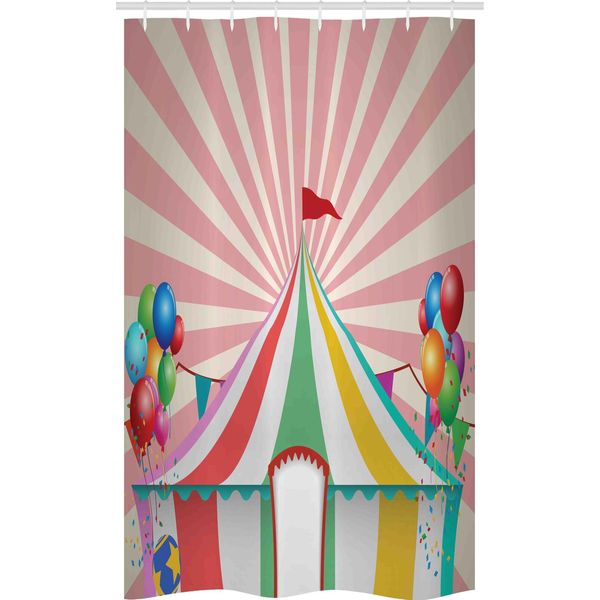 Abakuhaus Tenda Da Doccia Colorata E Stretta, Palloncini Da Circo Vintage, Set Decorativo Per Bagno In Tessuto Con Ganci, 120 X 180 Cm, Multicolore-image