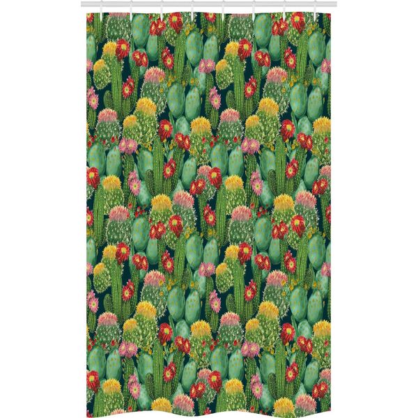 Abakuhaus Tenda Da Doccia Stretta Con Motivi Floreali, Giardino Di Fiori E Cactus, Set Decorativo Per Bagno In Tessuto Con Ganci, 120 X 180 Cm, Multicolore-image