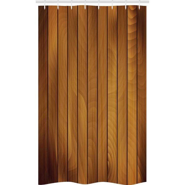 Abakuhaus Tenda Da Doccia Stretta Marrone, Assi Di Legno Invecchiato, Set Decorativo Per Bagno In Tessuto Con Ganci, 120 X 180 Cm, Marrone Scuro Marrone Chiaro-image