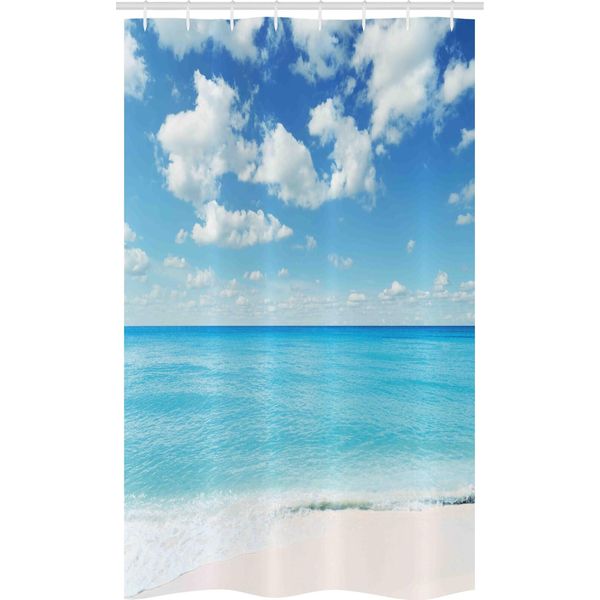 Abakuhaus Tenda Da Doccia Tropicale Stretta, Spiaggia Esotica Vivid Sky, Set Decorativo Per Bagno In Tessuto Con Ganci, 120 X 180 Cm, Sky Blue Aqua-image