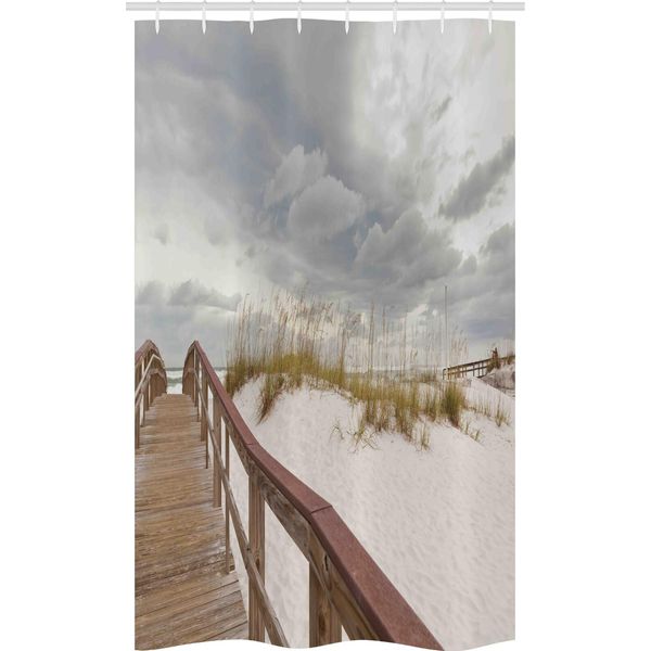 Abakuhaus Tenda Da Doccia Stretta, Tropical Gulf Island, Set Decorativo Per Bagno In Tessuto Con Ganci, 120 X 180 Cm, Grigio Crema-image