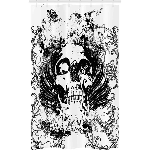 Abakuhaus Tenda Da Doccia Gotica Stretta, Teschi Horror Scuri, Set Decorativo Per Bagno In Tessuto Con Ganci, 120 X 180 Cm, Bianco E Nero-image
