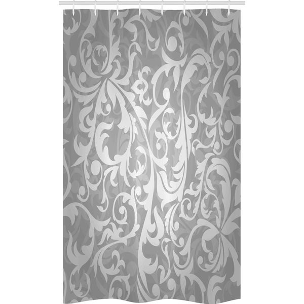 Abakuhaus Tenda Da Doccia Stretta In Stile Vittoriano, Fiori Vittoriani, Set Decorativo Per Bagno In Tessuto Con Ganci, 120 X 180 Cm, Grigio-image